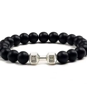 Black Beaded Bracelet with Silver Lift Weight